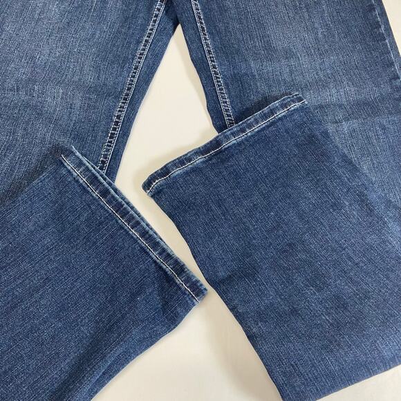 M Jeans Classic Size 12 Long Mid Rise Straight Dark Wash Stretchy 34" Inseam - Picture 7 of 12
